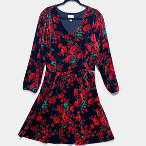 Children's Place Black Velvet Red Rose Dress XXL